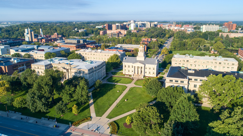 Aerial photo of University of Iowa campus